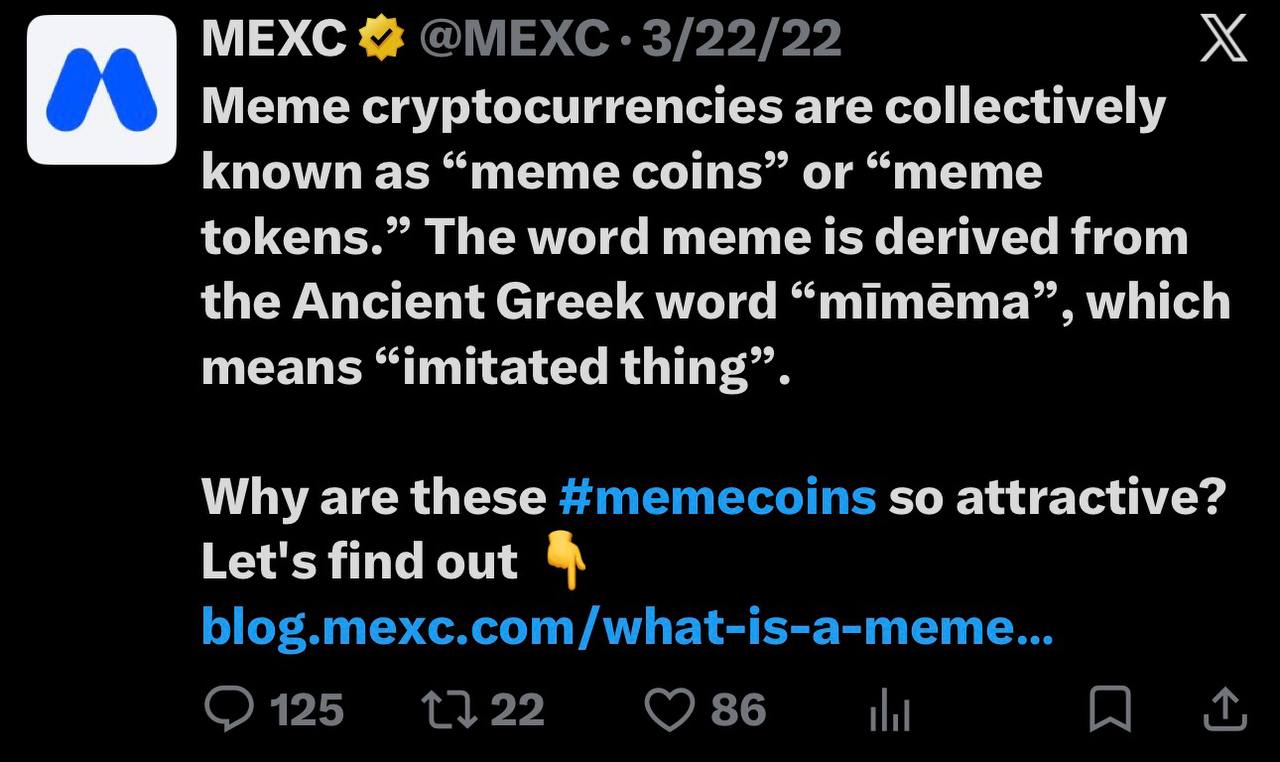 MEXC tweet referencing Mimema